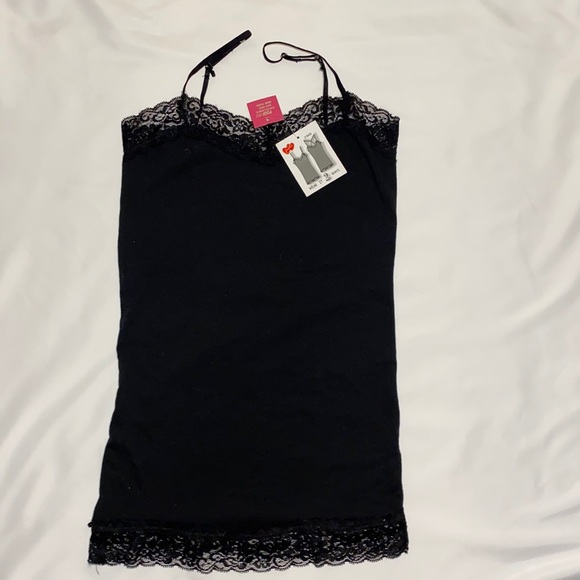 Black embellished Camisole POOF stretch  Lacey Camisole - Picture 3 of 7